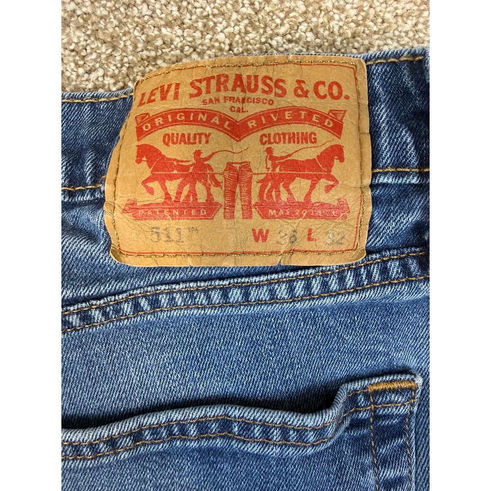 Levi Strauss 511 Slim Fit Jeans Medium Wash Blue‎ Denim W36 L32 36x32 - Picture 5 of 16